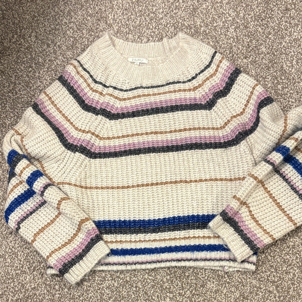 Z Supply Cream and Multicolor Striped Sweater